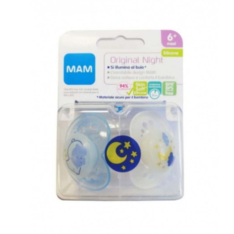 mam night succhietto 6+ mesi silicone maschio 2 pz